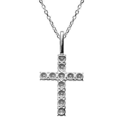 Picture of 1 3/8" Cross Round-Cut 1.04ct Diamond Pendant Necklace 14K Gold