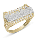 Picture of Rectangle Textured CZ Last Supper Open Sides Ring Solid 10K Yellow Gold