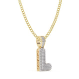 Picture of Diamond "L" Initial Letter Necklace 0.26ct Solid 10K Yellow Gold