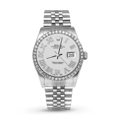 Picture of Rolex Datejust Diamond Bezel Watch 36mm White Roman Dial | 1.25ct