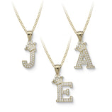 Picture of CZ Crown Initial Letter Necklace 10K Yellow Gold