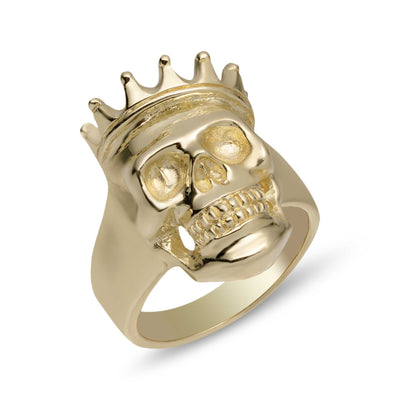 Picture of Skull with Crown Ring Solid 10K Yellow Gold