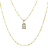 Picture of 1" Face of Jesus Pendant & Chain Necklace Set 10K Yellow White Gold