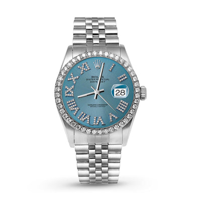 Picture of Rolex Datejust Diamond Bezel Watch 36mm Blue Roman Dial | 1.25ct