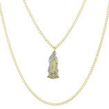 Picture of 1 3/8" Lady Guadalupe Virgin Mary Pendant & Chain Necklace Set 14K Yellow White Gold