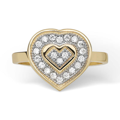 Picture of Women's Two-Tone CZ Heart Ring 10K Yellow Gold