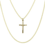 Picture of 1 1/2" Jesus Cross Crucifix Pendant & Chain Necklace Set 10K Yellow White Gold