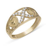 Picture of CZ Hearts and Kisses Ring 10K Yellow Gold