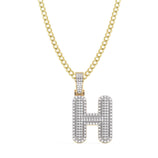 Picture of Women's Diamond "H" Initial Letter Necklace 0.42ct Solid 10K Yellow Gold