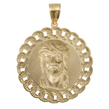 Picture of 1 1/4" Curb Link Framed Jesus Medallion Pendant 10K Yellow Gold