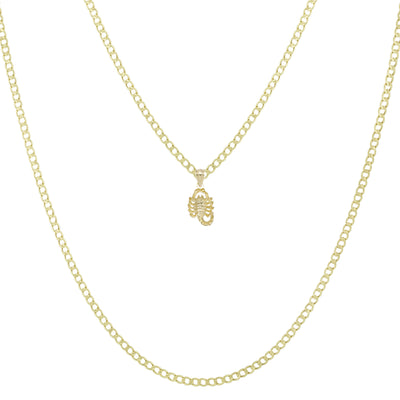 Picture of 1" Diamond Cut Scorpio Pendant & Chain Necklace Set 10K Yellow Gold