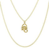 Picture of 1 1/4" Textured Scorpio Pendant & Chain Necklace Set 10K Yellow White Gold