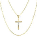 Picture of 1 3/4" Jesus Cross Crucifix Pendant & Chain Necklace Set 10K Yellow White Gold