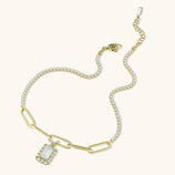 Picture of CZ Charm Paperclip Anklet 14K Yellow Gold