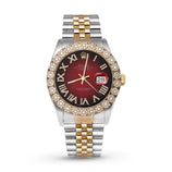 Picture of Rolex Datejust Diamond Bezel Watch 36mm Burgundy Red Roman Dial | 2.25ct