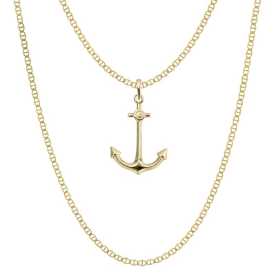 Picture of 1 1/2" Anchor Pendant & Chain Necklace Set 10K Yellow Gold