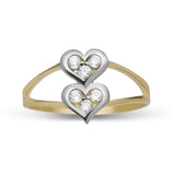 Picture of Women's CZ Double Heart Ring 10K Yellow Gold