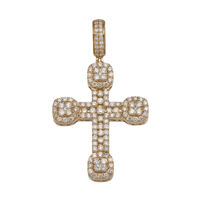 Picture of 2" Puffed Cross Diamond Pendant 2.98ct 14K Yellow Gold