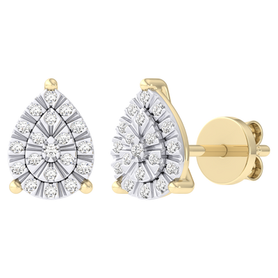 Picture of Women's Miracle Plate Pear Shaped Diamond Stud Earrings 0.10ct 14K Gold