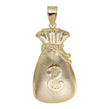 Picture of Diamond-Cut Money Bag Pendant Solid 10K Yellow Gold