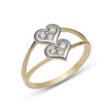 Picture of Women's CZ Double Heart Ring 10K Yellow Gold