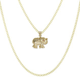 Picture of 7/8" Elephant with Ruby CZ Eyes Pendant Necklace 10K Yellow Gold