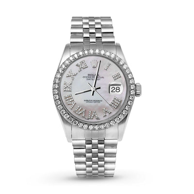 Picture of Rolex Datejust Diamond Bezel Watch 36mm Mother of Pearl Roman Dial | 1.25ct