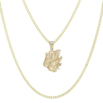 Picture of 1 1/4" Diamond Cut Koala Pendant & Chain Necklace Set 10K Yellow Gold