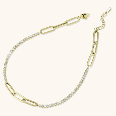 Picture of CZ Paperclip Anklet 14K Yellow Gold