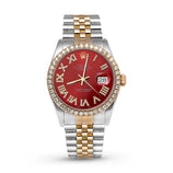 Picture of Rolex Datejust Diamond Bezel Watch 36mm Red Roman Numeral Dial | 2.15ct