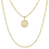 Picture of 1" Round Dog Tag CZ Pendant & Chain Necklace Set 10K Yellow Gold