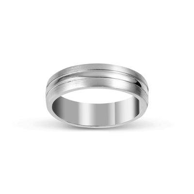 Picture of Brushed & Polished Double Stripe Comfort Fit Wedding Band Platinum - Solid