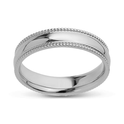 Picture of Low-Dome Milgrain Comfort Fit Wedding Band Platinum - Solid