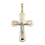 Picture of 2" Byzantine Cross Crucifix Jesus Pendant 10K Yellow Gold