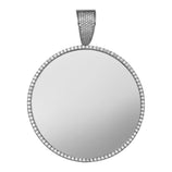 Picture of Round Medallion Picture Frame Memory CZ Charm Pendant Solid 10K White Gold