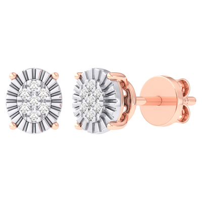 Picture of Women's Miracle Plate Oval Shape Diamond Stud Earrings 0.04ct 14K Gold