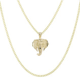 Picture of 1 3/8" Diamond Cut Elephant Pendant & Chain Necklace Set 10K Yellow Gold