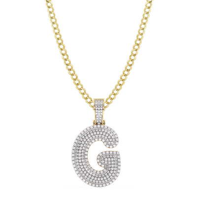 Picture of Women's Diamond "G" Initial Letter Necklace 0.48ct Solid 10K Yellow Gold