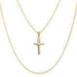 Picture of 1 1/4" Jesus Cross Crucifix Pendant & Chain Necklace Set 10K Yellow White Gold