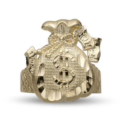 Picture of Diamond-Cut Money Bag Luck Ring 10K Yellow Gold