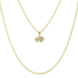 Picture of Mini Elephant with Ruby CZ Eyes Pendant Necklace 10K Yellow Gold