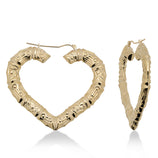 Picture of Bamboo Heart Hoop Earrings 10K Yellow Gold