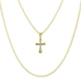 Picture of 1 1/4" Jesus Crucifix Cross Pendant & Chain Necklace Set 10K Yellow White Gold