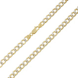 Picture of Pave Miami Curb Link Chain Necklace 10K & 14K Yellow White Gold - Hollow