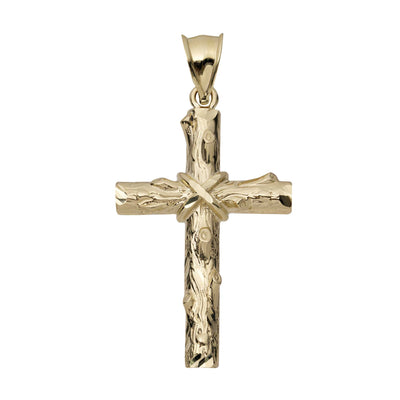 Picture of 1 3/4" Woodgrain Design Cross Pendant 10K Yellow Gold