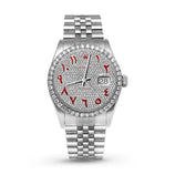 Picture of Rolex Datejust Diamond Bezel Watch 36mm Red Arabic Numeral Dial | 3.65ct