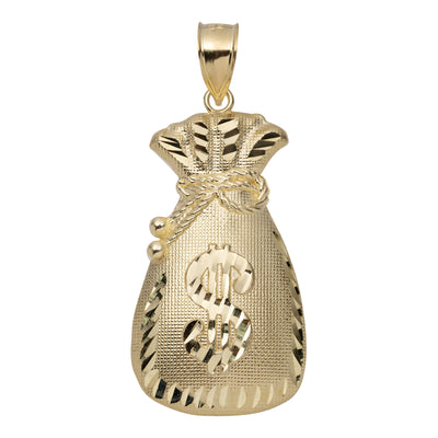 Picture of Diamond-Cut Money Bag Pendant Solid 10K Yellow Gold