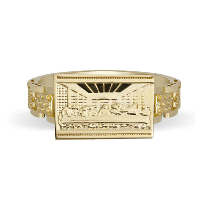 Picture of Railroad Design Last Supper Ring 10K Yellow Gold