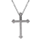 Picture of 1" Budded Cross Round-Cut 0.20ct Diamond Pendant Necklace 14K Gold