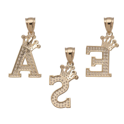 Picture of CZ Crown Initial Letter Pendant 10K Yellow Gold